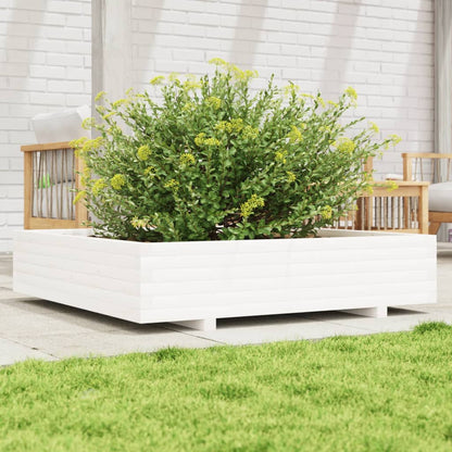 vidaXL Garden Planter White 110x110x26,5 cm Solid Wood Pine