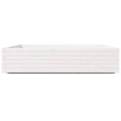 vidaXL Garden Planter White 110x110x26,5 cm Solid Wood Pine