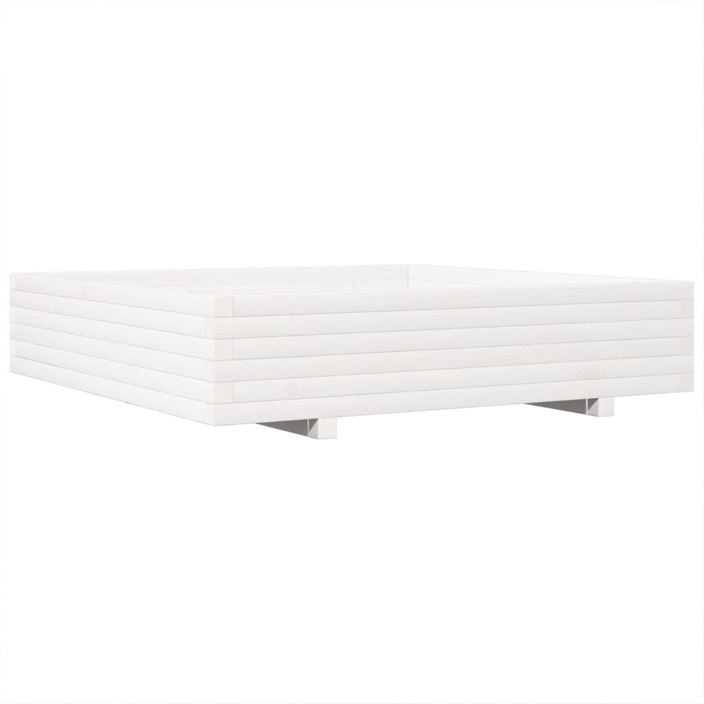vidaXL Garden Planter White 110x110x26,5 cm Solid Wood Pine