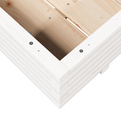vidaXL Garden Planter White 110x110x26,5 cm Solid Wood Pine