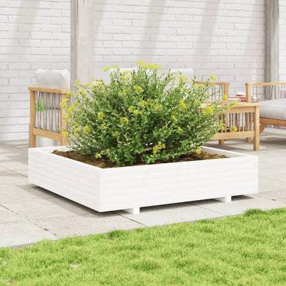 vidaXL Garden Planter White 110x110x26,5 cm Solid Wood Pine