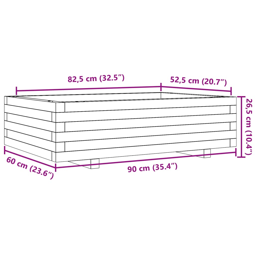 vidaXL Garden Planter 90x60x26,5 cm Solid Wood Pine