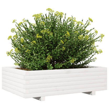 vidaXL Garden Planter White 90x60x26,5 cm Solid Wood Pine