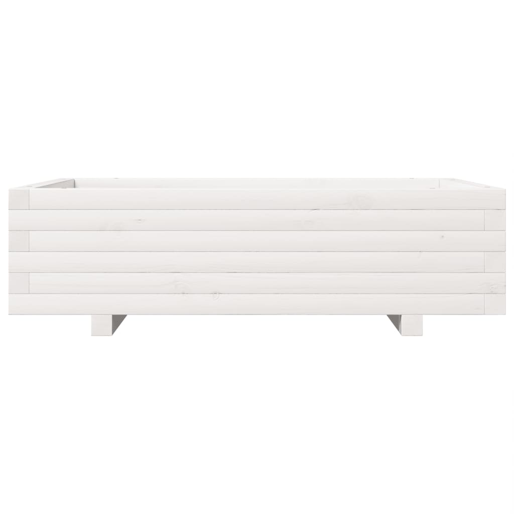 vidaXL Garden Planter White 90x60x26,5 cm Solid Wood Pine