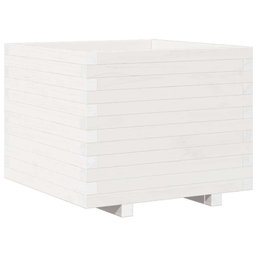 vidaXL Garden Planter White 60x60x49,5 cm Solid Wood Pine