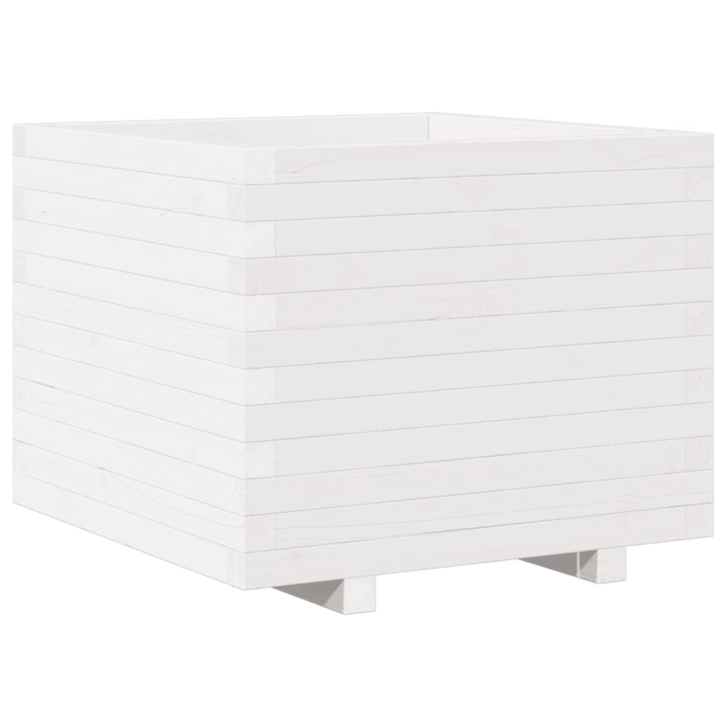 vidaXL Garden Planter White 60x60x49,5 cm Solid Wood Pine