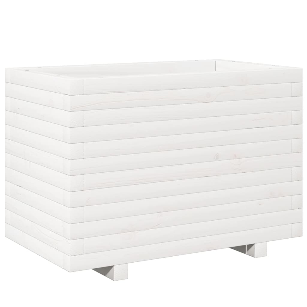 vidaXL Garden Planter White 70x40x49,5 cm Solid Wood Pine