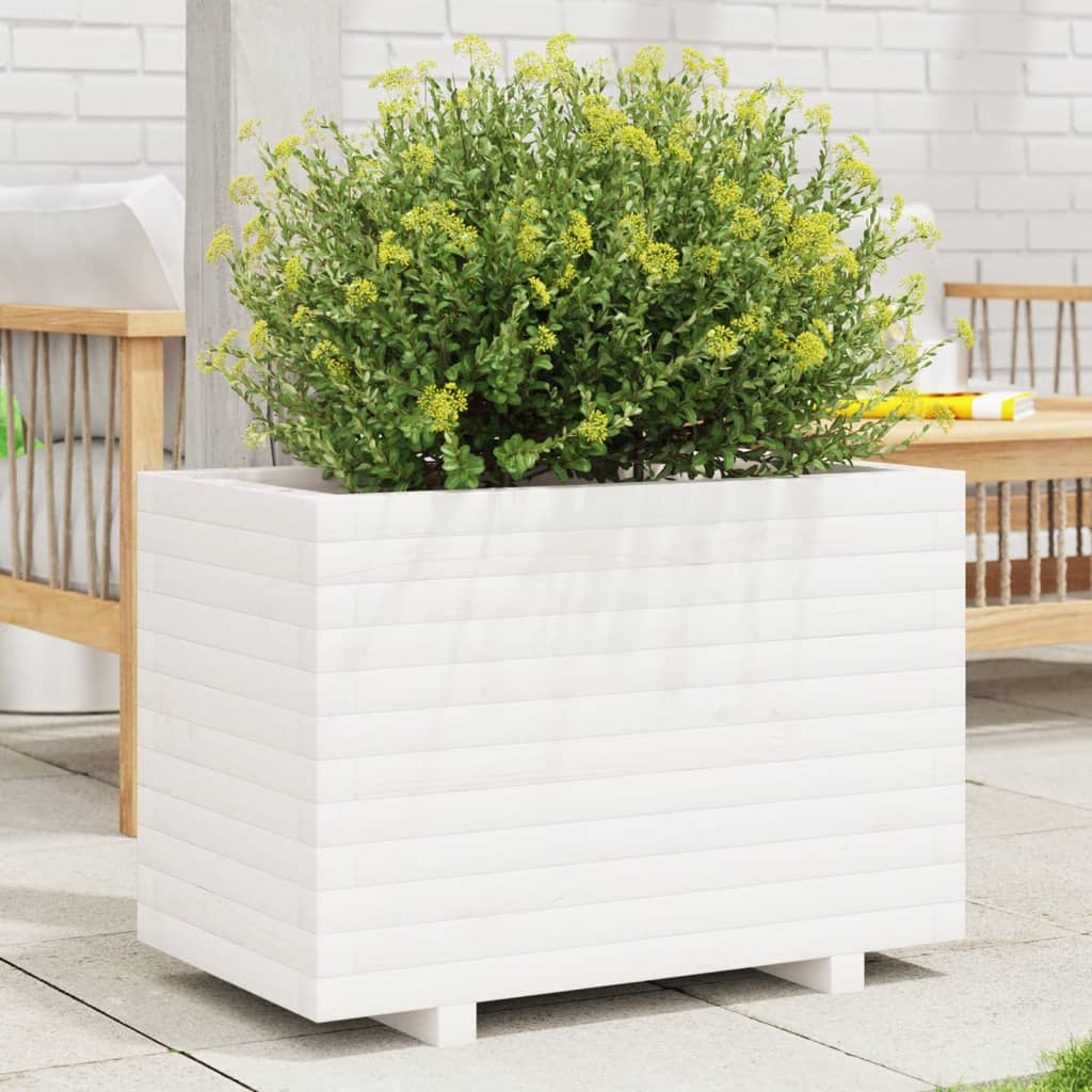 vidaXL Garden Planter White 70x40x49,5 cm Solid Wood Pine