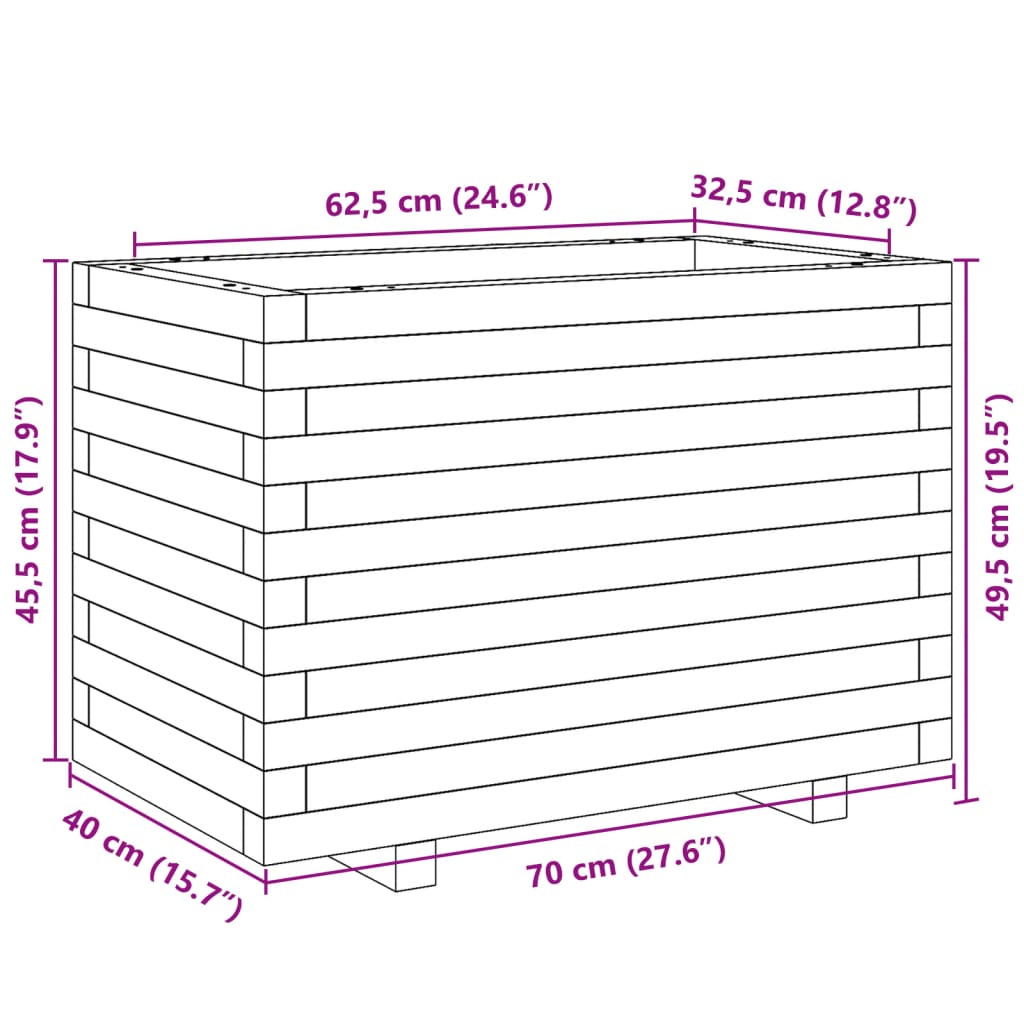 vidaXL Garden Planter 70x40x49.5 cm Impregnated Wood Pine