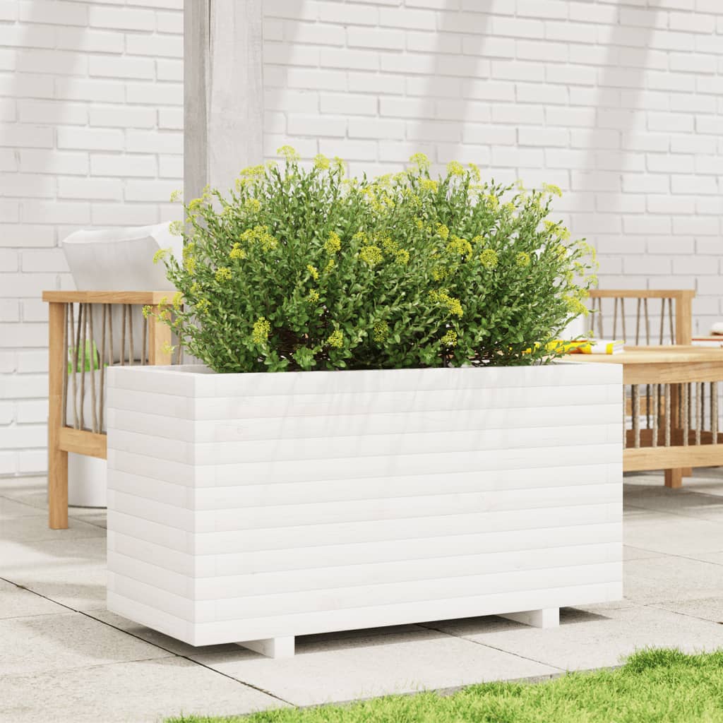 vidaXL Garden Planter White 90x40x49,5 cm Solid Wood Pine