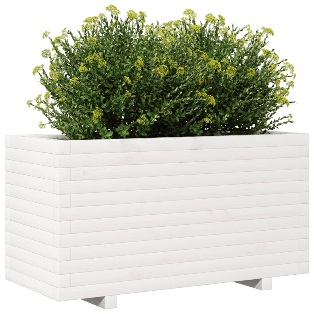 vidaXL Garden Planter White 90x40x49,5 cm Solid Wood Pine