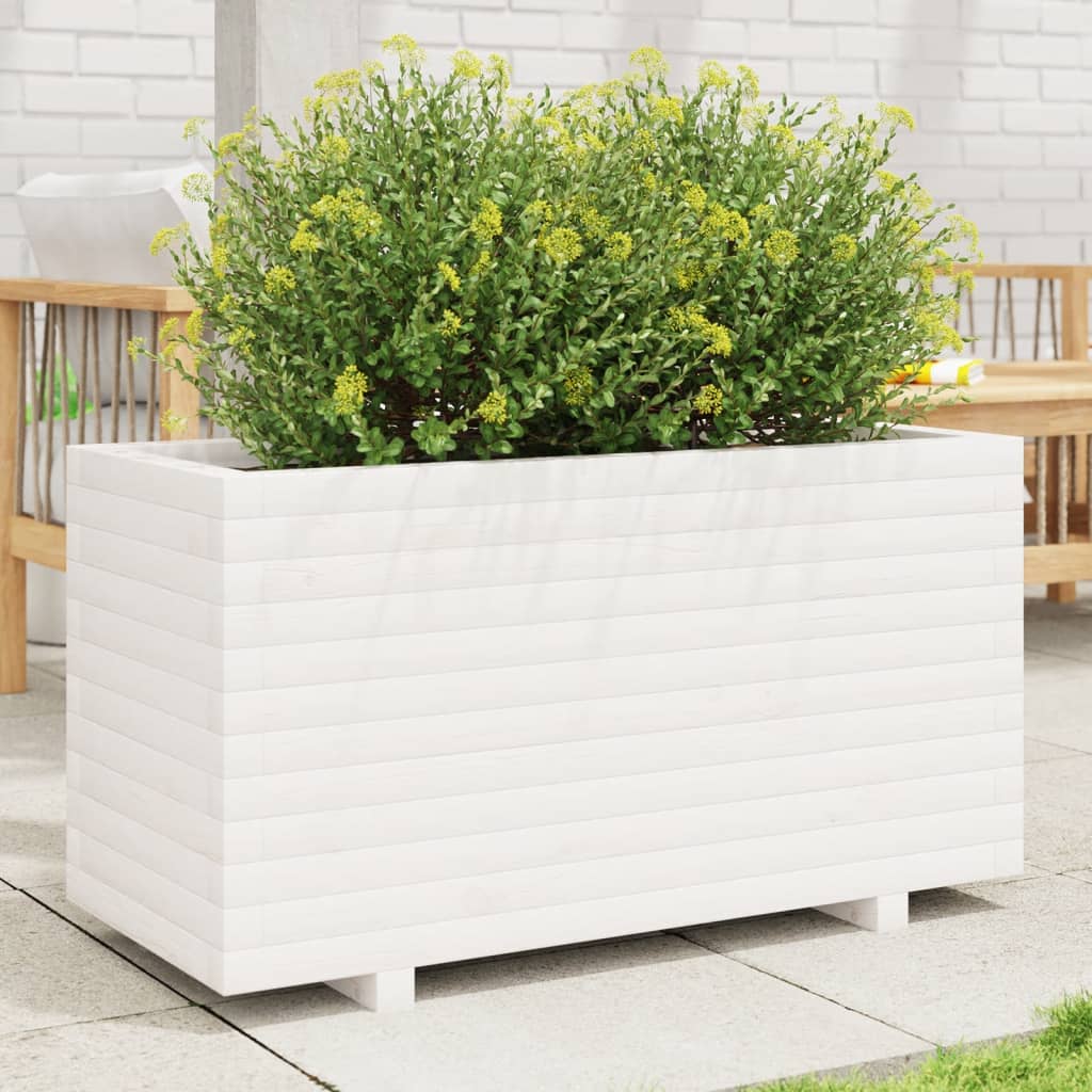 vidaXL Garden Planter White 90x40x49,5 cm Solid Wood Pine