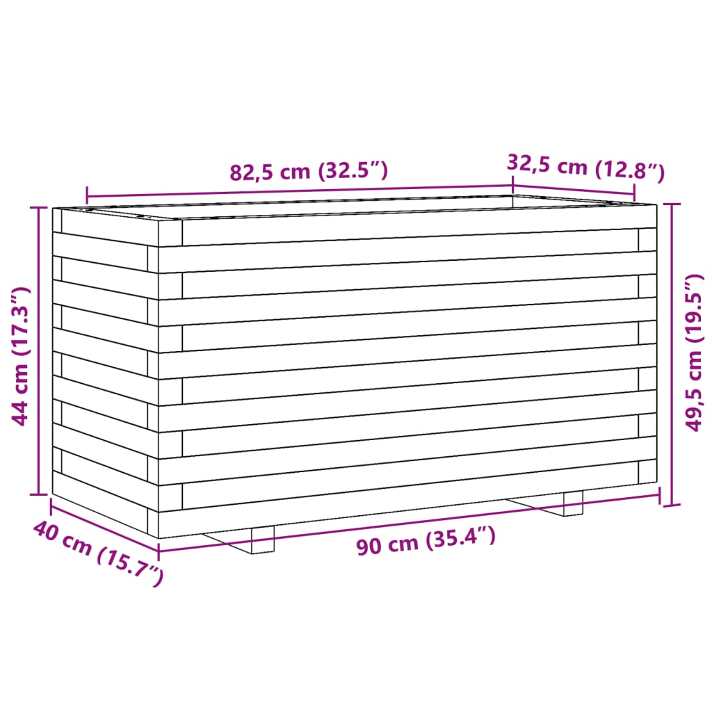 vidaXL Garden Planter Wax Brown 90x40x49.5 cm Solid Wood Pine