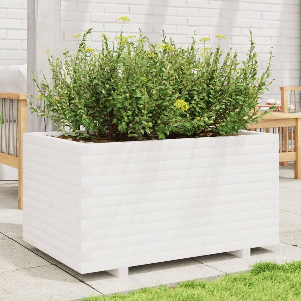 vidaXL Garden Planter White 90x60x49,5 cm Solid Wood Pine