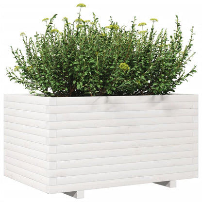 vidaXL Garden Planter White 90x60x49,5 cm Solid Wood Pine