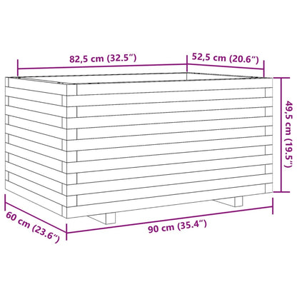 vidaXL Garden Planter White 90x60x49,5 cm Solid Wood Pine