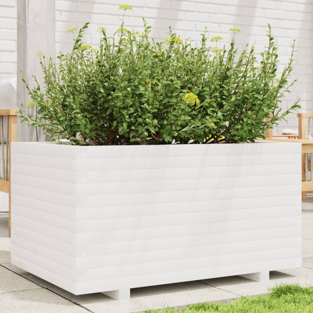 vidaXL Garden Planter White 90x60x49,5 cm Solid Wood Pine
