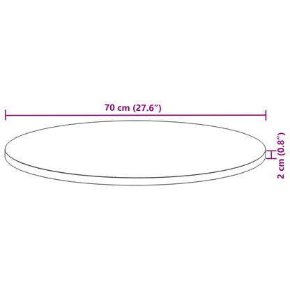 vidaXL Table Top Round Ø70x2 cm Solid Wood Acacia