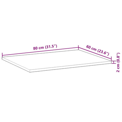 vidaXL Table Top Rectangular 80x60x2 cm Solid Wood Acacia
