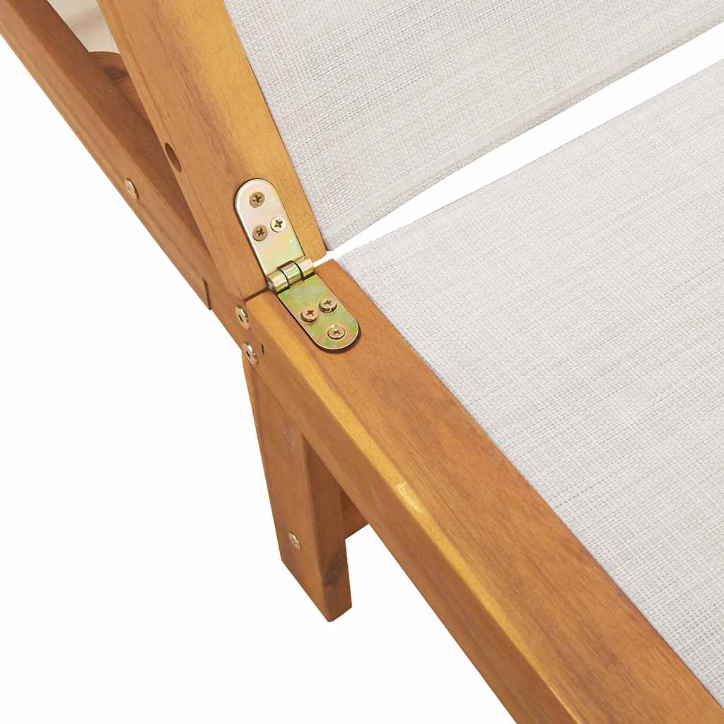 vidaXL Sun Lounger with Table Grey Solid Wood Acacia and Textilene