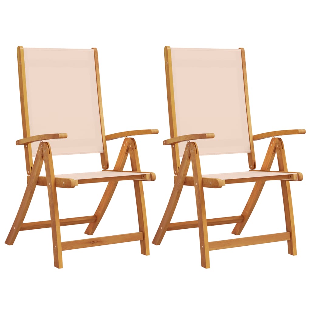 vidaXL Folding Garden Chair | Set of 2 | Cream