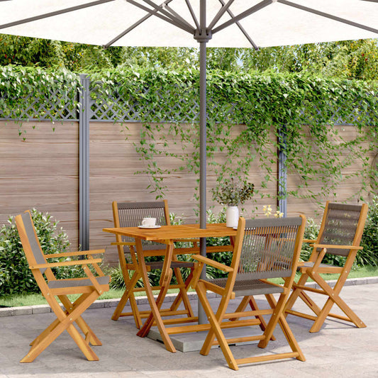vidaXL 5 Piece Garden Dining Set Grey Polypropylene and Solid Wood