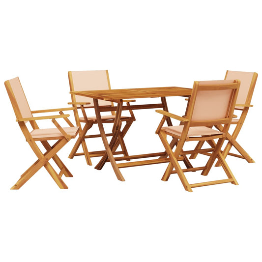 vidaXL 5 Piece Garden Dining Set Beige Fabric and Solid Wood