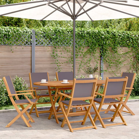 vidaXL 7 Piece Garden Dining Set Anthracite Fabric and Solid Wood