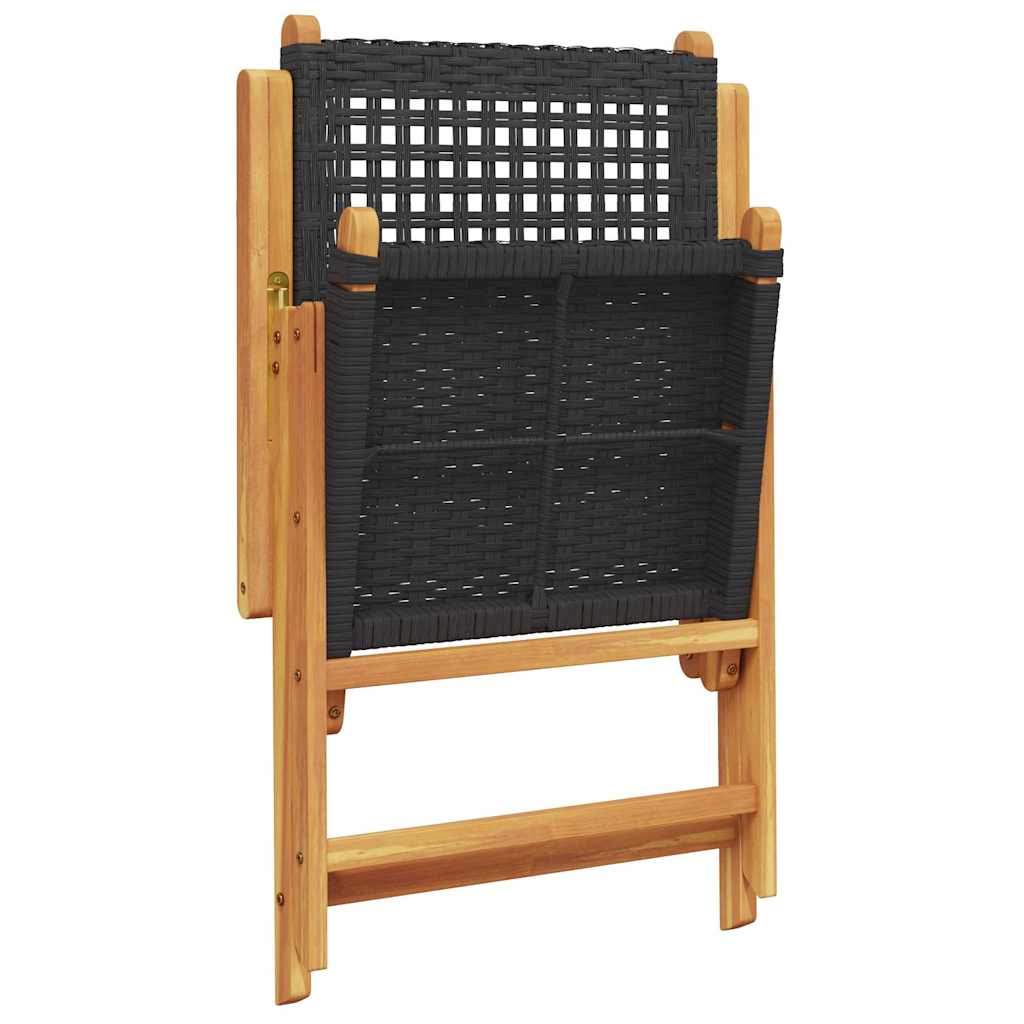 vidaXL Garden Dining Set | Black | Solid Acacia Wood, PE Rattan | Medium