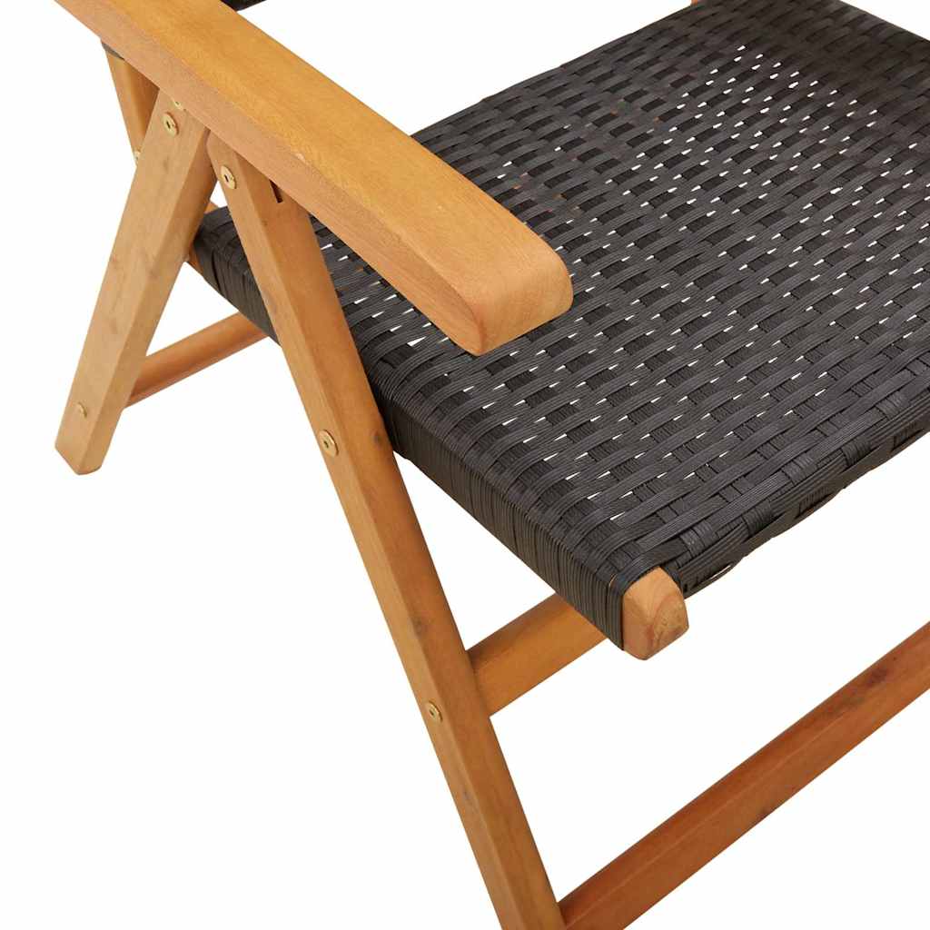 vidaXL Garden Dining Set | Black | Solid Acacia Wood, PE Rattan | Medium
