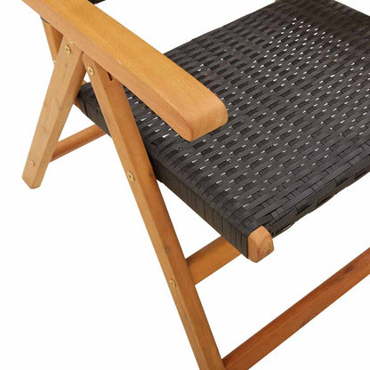 vidaXL Garden Dining Set | Black | Solid Acacia Wood, PE Rattan | Medium