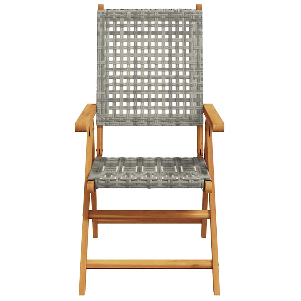 vidaXL Garden Dining Set | Grey | Solid acacia wood and PE rattan | Adjustable