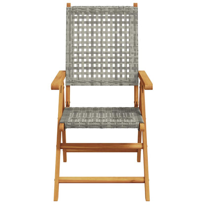 vidaXL Garden Dining Set | Grey | Solid acacia wood and PE rattan | Adjustable
