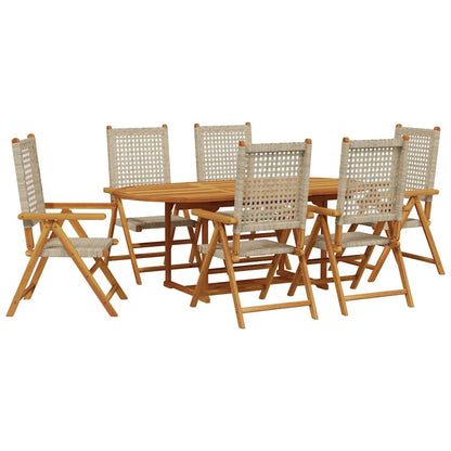 vidaXL Garden Dining Set | Beige | Solid acacia wood, PE rattan | Medium
