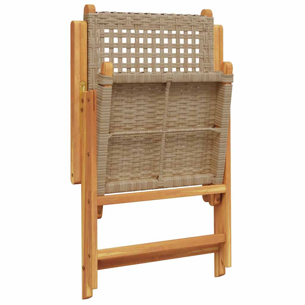vidaXL Garden Dining Set | Beige | Solid acacia wood, PE rattan | Medium