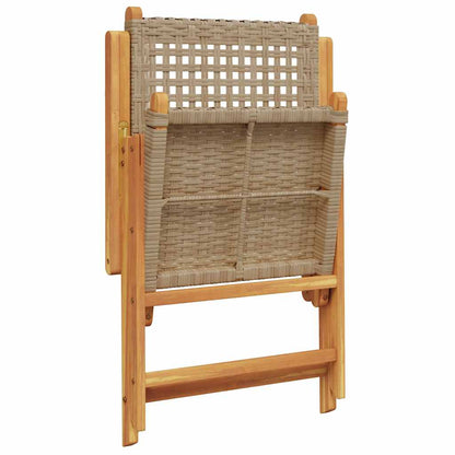 vidaXL Garden Dining Set | Beige | Solid acacia wood, PE rattan | Medium