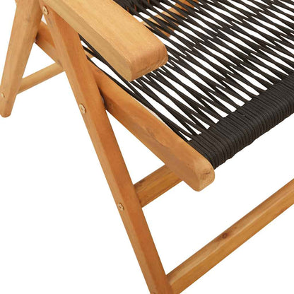 vidaXL 7 Piece Garden Dining Set Black Polypropylene and Solid Wood