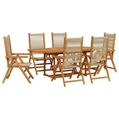 vidaXL Garden Dining Set | Beige | Polypropylene and solid acacia wood | Large