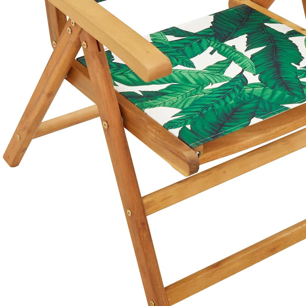 vidaXL 7 Piece Garden Dining Set Leaf Pattern Fabric and Solid Wood