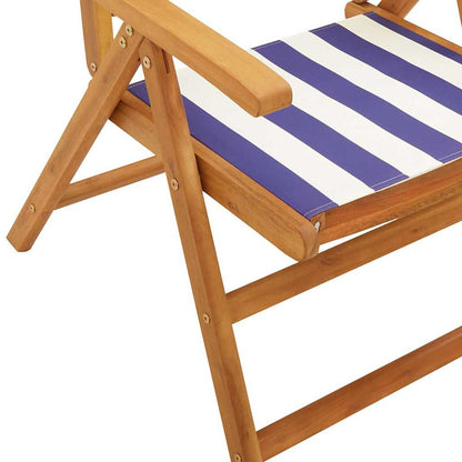 vidaXL 7 Piece Garden Dining Set Blue and White Fabric and Solid Wood