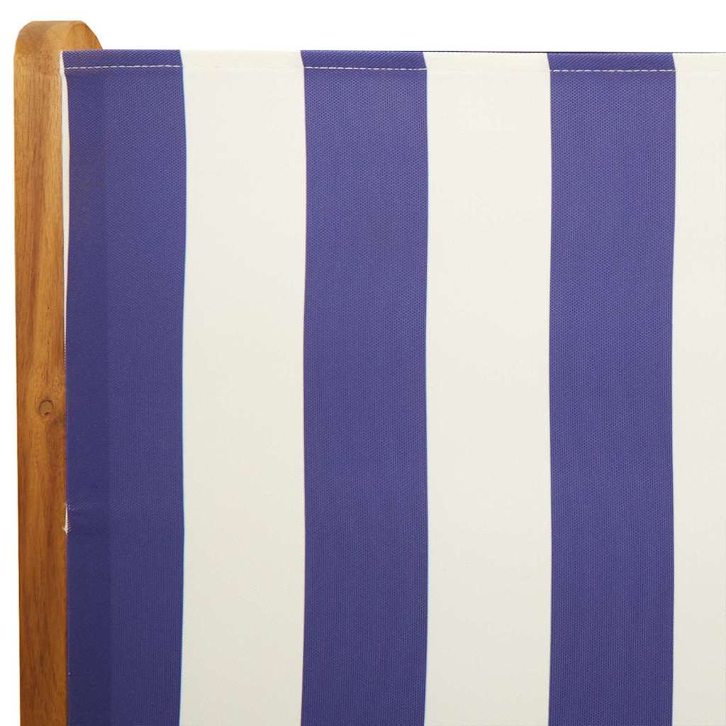 vidaXL 7 Piece Garden Dining Set Blue and White Fabric and Solid Wood