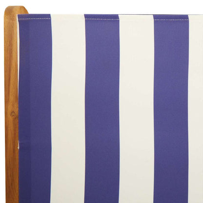 vidaXL 7 Piece Garden Dining Set Blue and White Fabric and Solid Wood