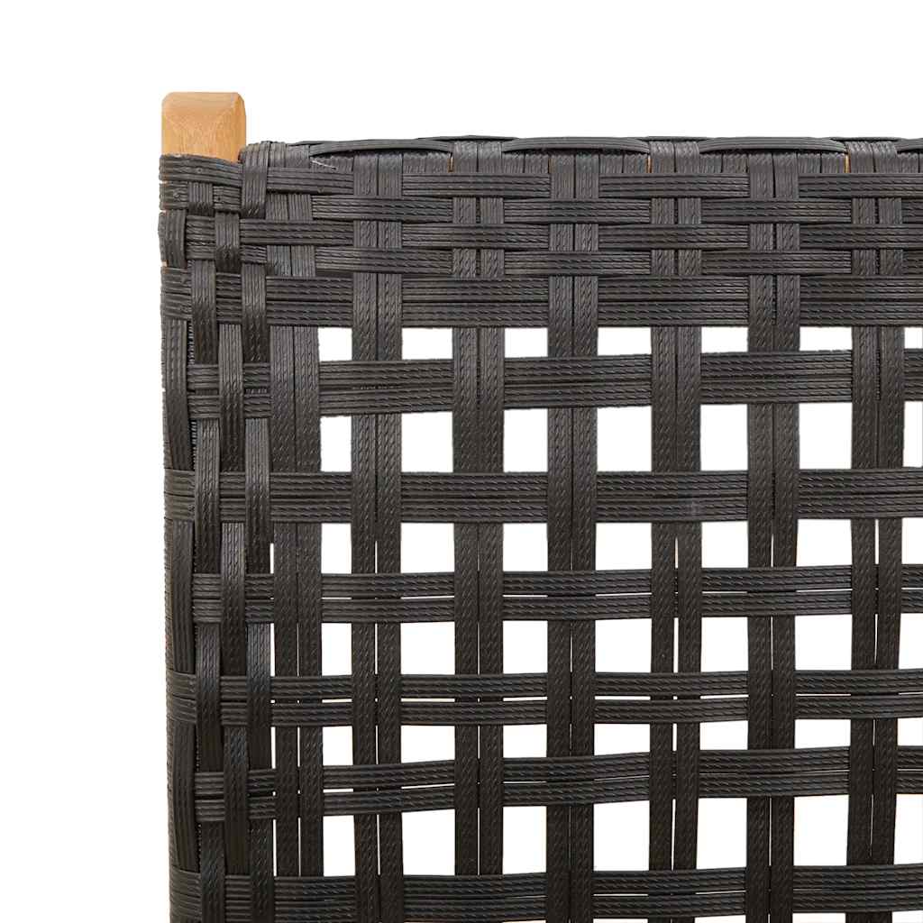 vidaXL 7 Piece Garden Dining Set Black Poly Rattan and Solid Wood