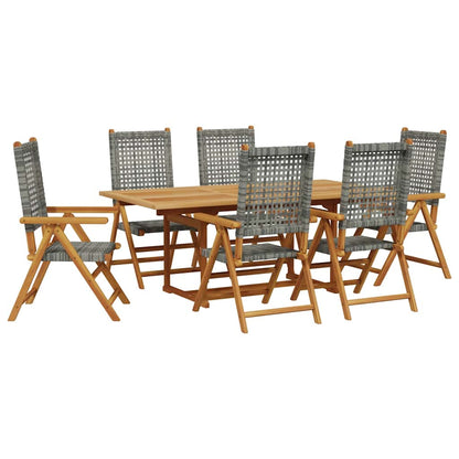 vidaXL Garden Dining Set | Grey | Solid acacia wood, PE rattan | Large