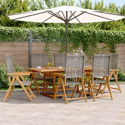vidaXL Garden Dining Set | Grey | Solid acacia wood, PE rattan | Large
