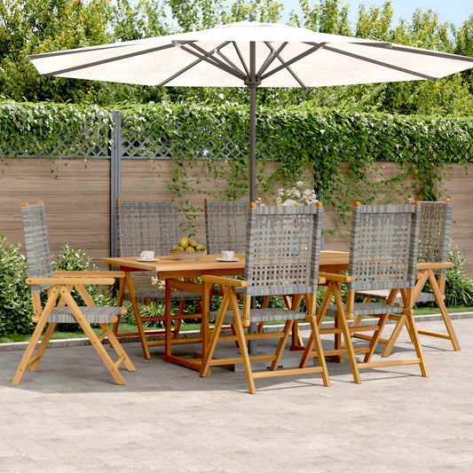 vidaXL Garden Dining Set | Grey | Solid acacia wood, PE rattan | Large