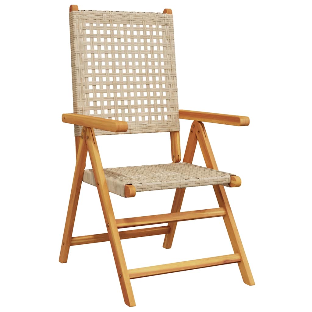 vidaXL 7 Piece Garden Dining Set Beige Poly Rattan and Solid Wood