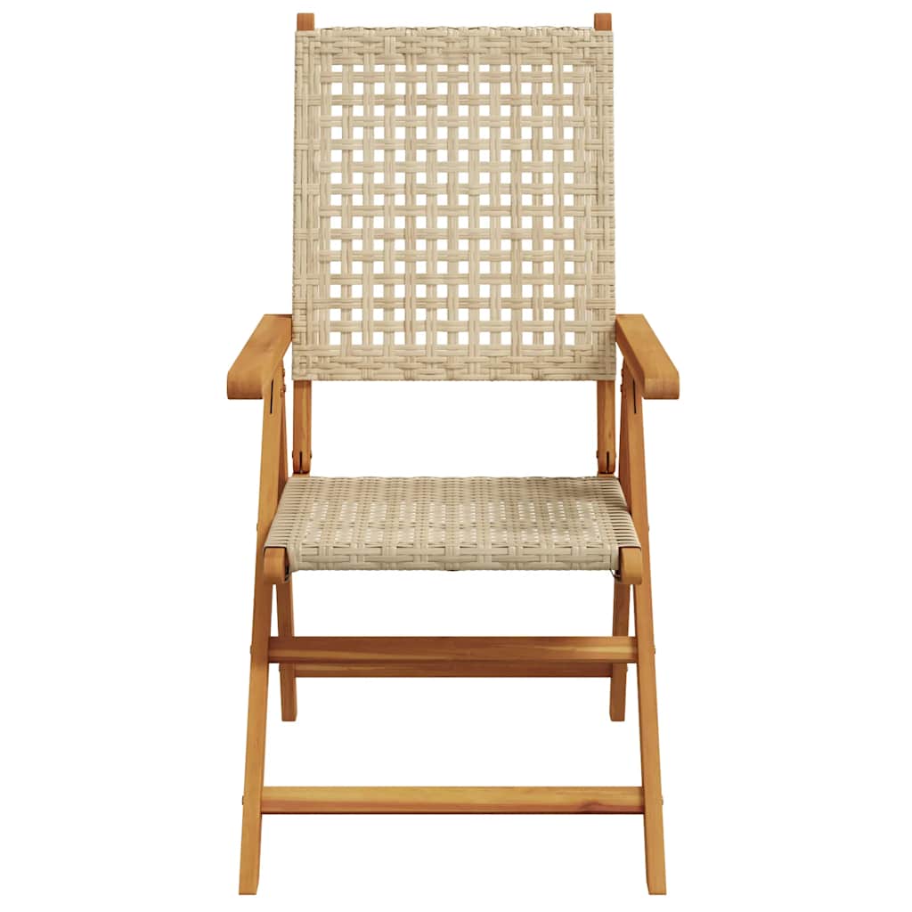 vidaXL Garden Dining Set | Beige | Solid Acacia wood, PE rattan | Medium