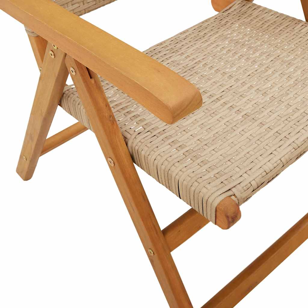 vidaXL Garden Dining Set | Beige | Solid Acacia wood, PE rattan | Medium