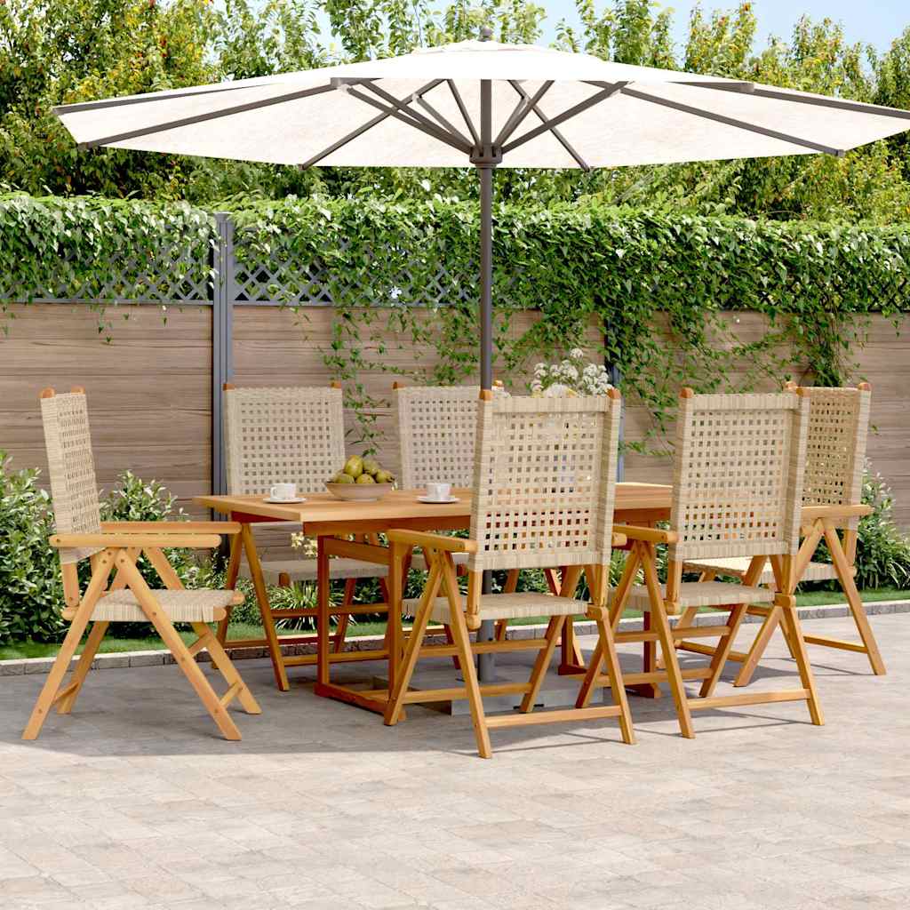 vidaXL Garden Dining Set | Beige | Solid Acacia wood, PE rattan | Medium